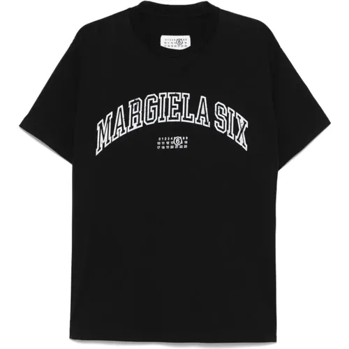 T-Shirts, male, , Size: XL Logo Print Signature T-shirt - MM6 Maison Margiela - Modalova