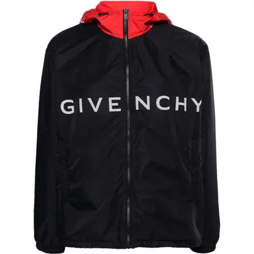 Light Jackets, male, , Size: L Logo Print Hooded Jacket - Givenchy - Modalova