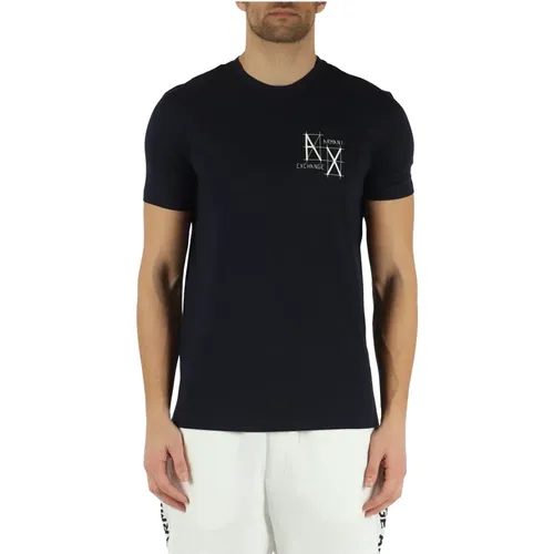 Slim Fit Cotton T-Shirt with Front Logo Print , male, Sizes: S - Armani Exchange - Modalova