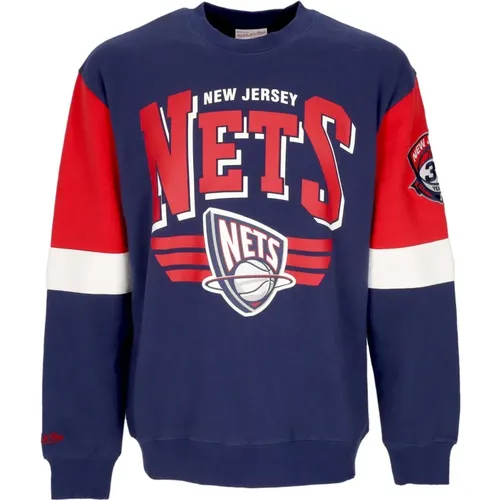 Sweatshirts, male, , Size: XL NBA All Over Crew Sweatshirt - Mitchell & Ness - Modalova