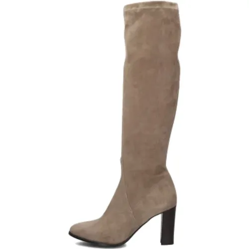 Taupe Leder Hohe Stiefel für Damen - Notre-v - Modalova