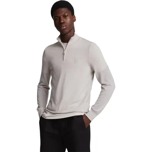 Merino Quarter Zip Jumper mit Adler , Herren, Größe: M - Lyle & Scott - Modalova