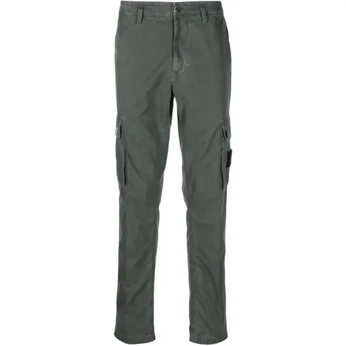 Slim Fit Cargo Trousers with Detachable Compass Badge , male, Sizes: W32, W31, W33, W34, W28, W36, W30, W29 - Stone Island - Modalova