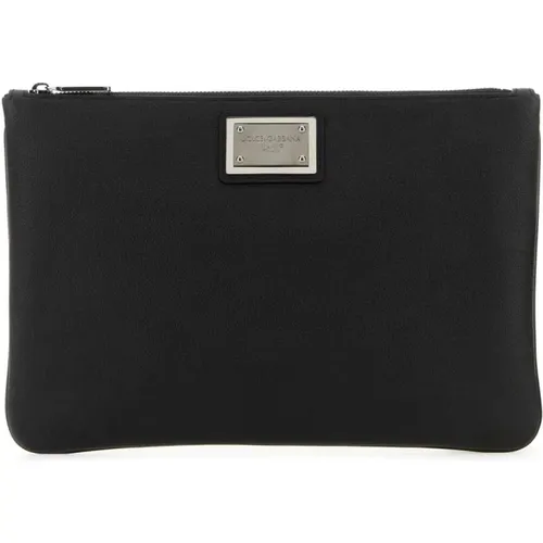 Leather Nylon Pouch , male, Sizes: ONE SIZE - Dolce & Gabbana - Modalova