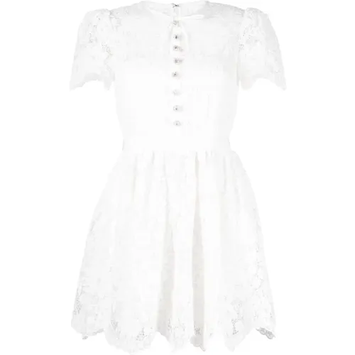 Cord lace collar mini dress , female, Sizes: 2XS - Self Portrait - Modalova