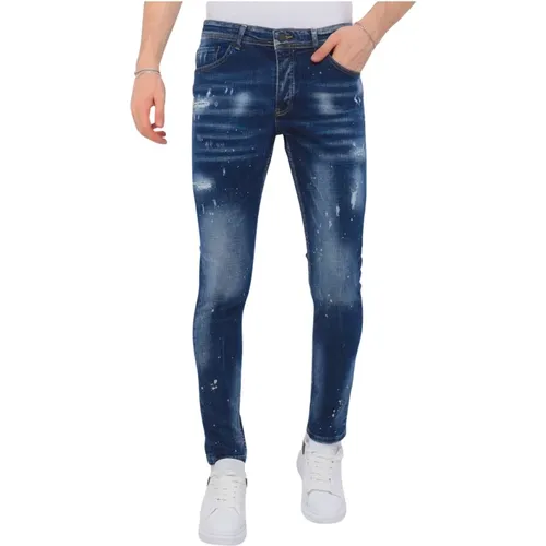 Monsieur Paint Splatter Stonewashed Jeans Slim Fit -1077 , Herren, Größe: W34 - Local Fanatic - Modalova