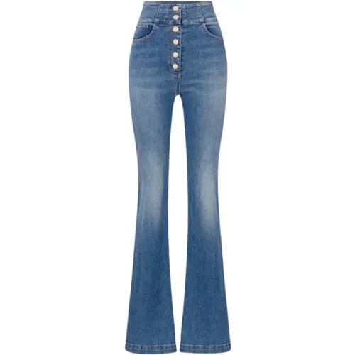 Damen Jeans mit Druckknöpfen , Damen, Größe: W27 - Elisabetta Franchi - Modalova