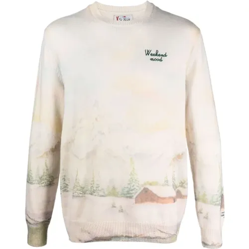 Landscape Print Sweater , male, Sizes: XL, M - MC2 Saint Barth - Modalova
