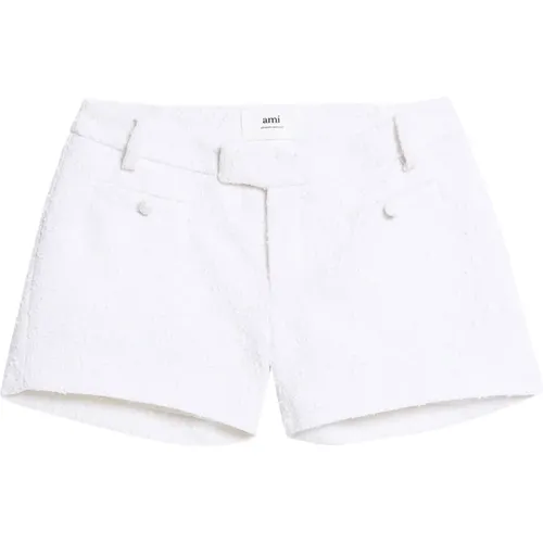 Casual Wool Mini Shorts in Weiß , Damen, Größe: 2XS - Ami Paris - Modalova