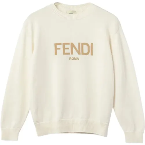 Kinder Creme Pullover Rundhalsausschnitt Langarm - Fendi - Modalova