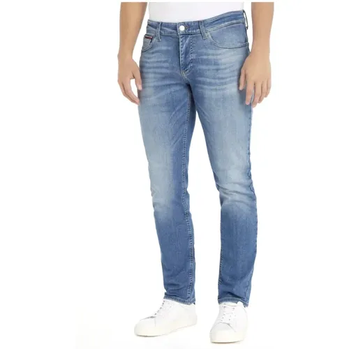 Herren Jeans in einfarbig mit Knopf- und Reißverschluss , Herren, Größe: W28 - Tommy Hilfiger - Modalova