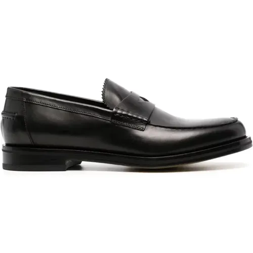 Leather Loafer with Zig-Zag Detailing , male, Sizes: 7 UK - Doucal's - Modalova