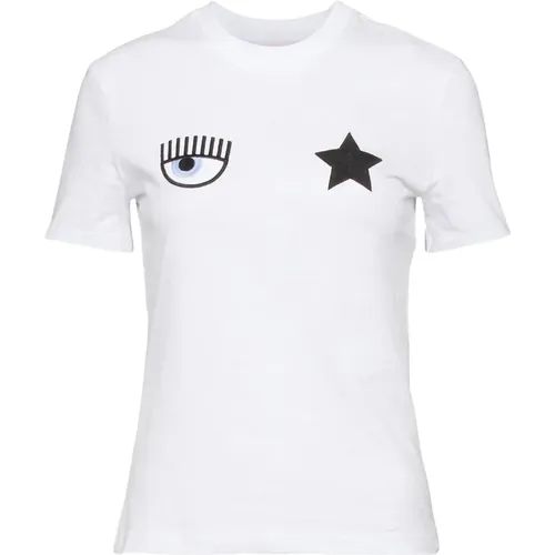 Besticktes Sternen-T-Shirt , Damen, Größe: M - Chiara Ferragni Collection - Modalova