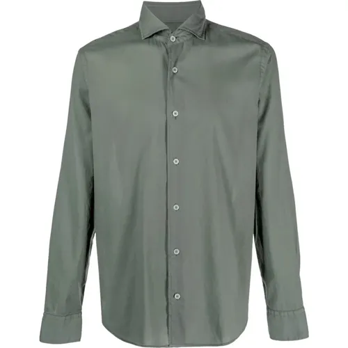 Casual Shirts, male, , Size: XL Lightweight Dark Green French Collar Shirt - Fedeli - Modalova