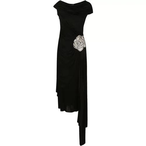Rose Patch Ruched Midi Dress , female, Sizes: M - David Koma - Modalova