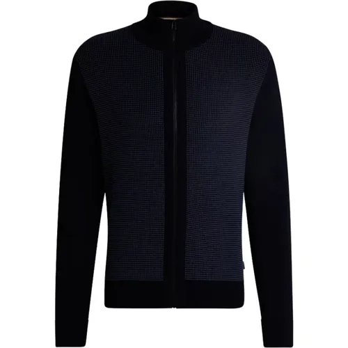 Zip Cardigan Mixed Knit , male, Sizes: 2XL, L - Hugo Boss - Modalova