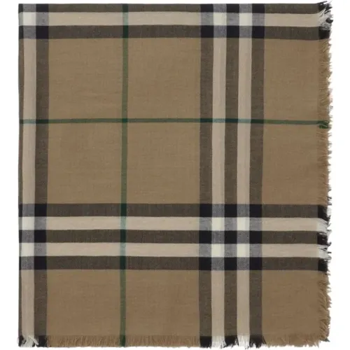 Scarves, male, , Size: ONE SIZE Giant Khaki Black Checkered Scarf - Burberry - Modalova