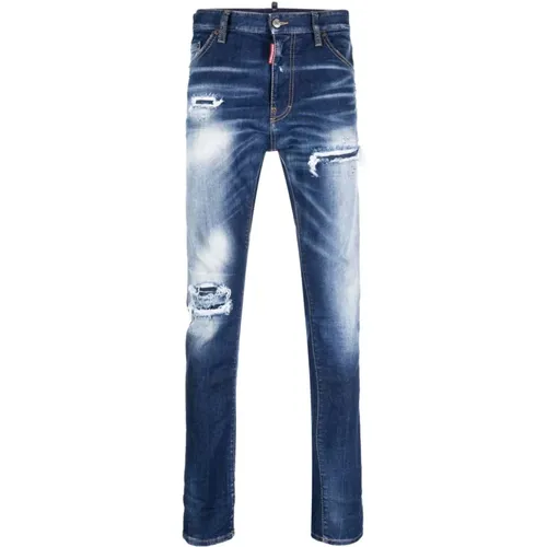 Blaue Denim Straight Cut Jeans , Herren, Größe: 2XL - Dsquared2 - Modalova