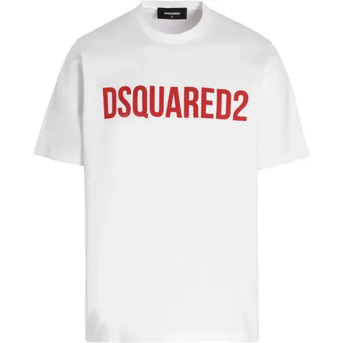Bianco Regular Fit T-Shirts , male, Sizes: XS - Dsquared2 - Modalova