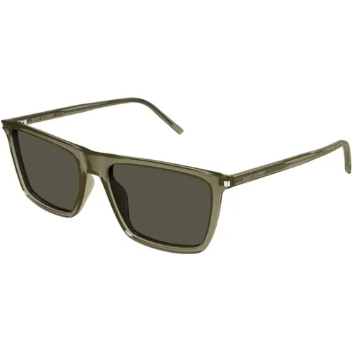 Braunes Gestell Graue Gläser Sonnenbrille - Saint Laurent - Modalova