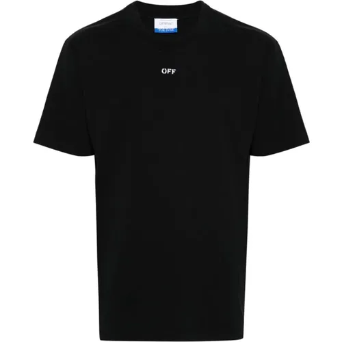 Schwarzes T-Shirt mit Logo-Print , Herren, Größe: L - Off White - Modalova