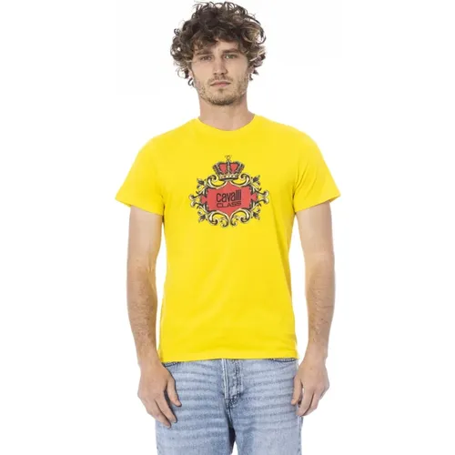 Kurzarm Logo Print T-Shirt , Herren, Größe: M - Cavalli Class - Modalova