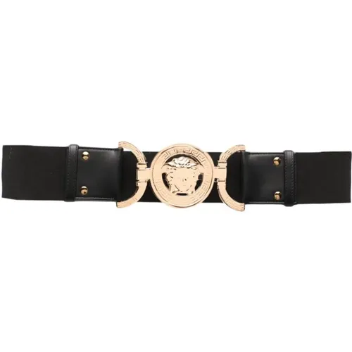 Elasticated Belt with Medusa Head Plaque , female, Sizes: M, S - Versace - Modalova