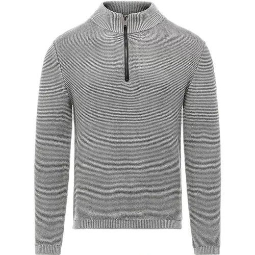 Turtlenecks, male, , Size: S Cold-dyed Cotton Turtleneck with Zip - BomBoogie - Modalova