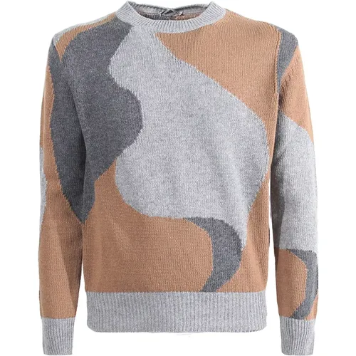 Light Grey Wool Sweater with Crew Neck , male, Sizes: M, 2XL - Herno - Modalova