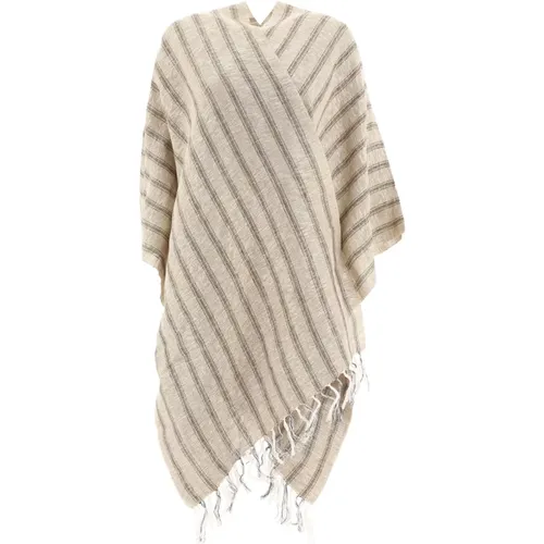 Striped Lamé Cape , female, Sizes: ONE SIZE - BRUNELLO CUCINELLI - Modalova