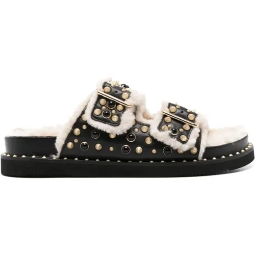 Sandals with Faux-Shearling Trim , female, Sizes: 6 UK, 7 UK, 3 UK, 5 UK, 4 UK - Ash - Modalova