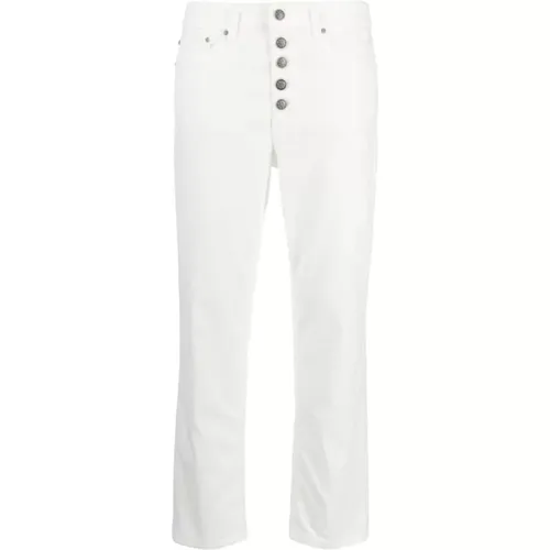 Cropped Jeans with `Koons Bot Gioie` Design , female, Sizes: W28, W26, W30, W29, W27, W25, W24 - Dondup - Modalova