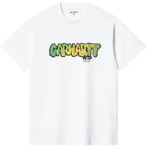 Weißes Drip T-Shirt Loose Fit Kurzarm , Herren, Größe: L - Carhartt WIP - Modalova