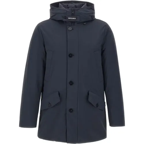 Winter Jackets, male, , Size: XL Hooded Coat Button Fastening - Woolrich - Modalova