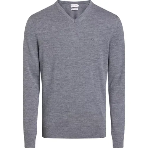 Merino Wool V-Neck Sweater , male, Sizes: XL - Calvin Klein - Modalova