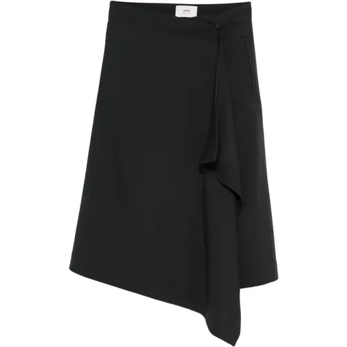 Midi Skirts, female, , Size: XS Asymmetric Wrap Skirt - Ami Paris - Modalova