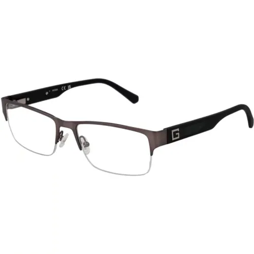 Glasses, male, , Size: ONE SIZE Half-Rim Metal Optical Frames - Guess - Modalova