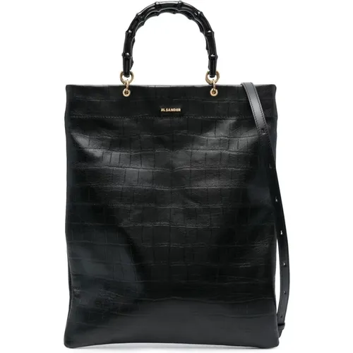 Schwarze Bambus Shopper Medium Tasche - Jil Sander - Modalova