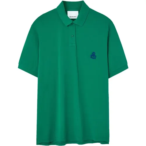 Grünes Poloshirt mit gesticktem Logo , Herren, Größe: M - Isabel marant - Modalova