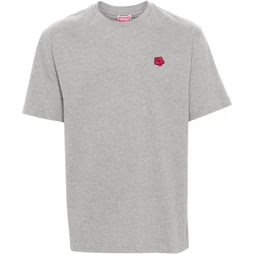 Flower Motif Jersey T-shirt Grey , male, Sizes: L, XL, M - Kenzo - Modalova