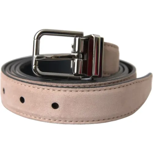 Belts, unisex, , Size: 105 CM Suede Leather Silver Buckle Belt Men - Dolce & Gabbana - Modalova