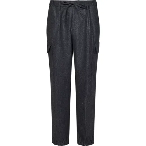 Grey Wool Cargo Trousers with Drawstring , male, Sizes: W34, W38, W32, W36, W33, W31, W35, W30 - Michael Coal - Modalova