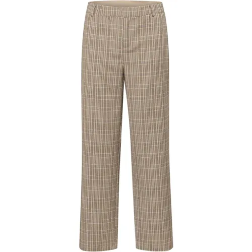 Elasticated Waist Wide Leg Trousers Ancient Scroll Check , female, Sizes: L L32, M L32, XL L32, S L32, XS L32 - Cream - Modalova