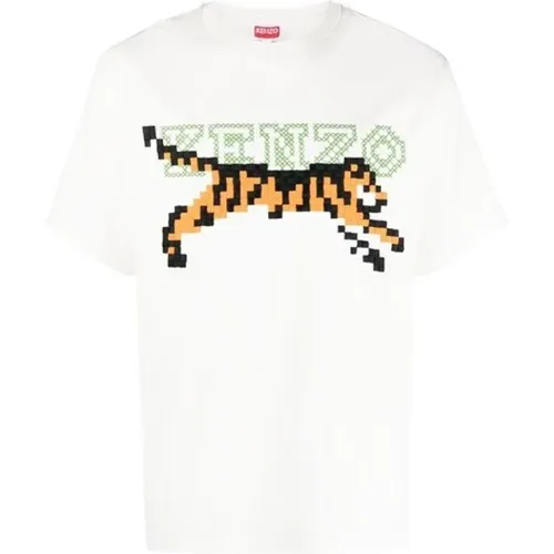 Herren T-Shirt mit Pixel-Print - , Herren, Größe: L - Kenzo - Modalova
