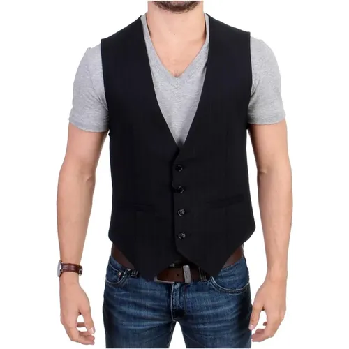 Vests, male, , Size: M Striped Cotton Blend Casual Vest - Costume National - Modalova