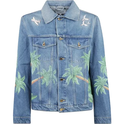 Denim Jackets, male, , Size: XL Stylish Denim Jacket with Print and Embroidery - Casablanca - Modalova