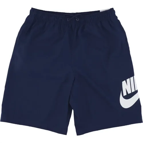 Mitternachtsblau/Weiß Gewebte Twill-Shorts , Herren, Größe: S - Nike - Modalova