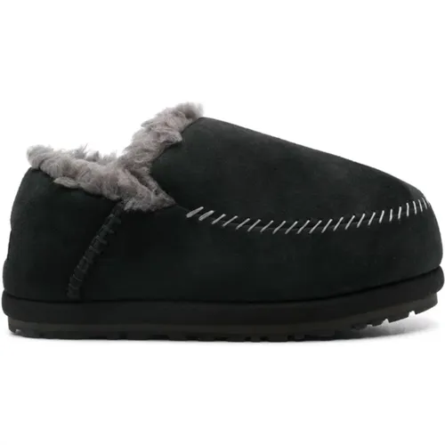 Schwarze Slip-On Sandalen mit Kunstfell-Futter , Herren, Größe: 42 EU - Ugg - Modalova