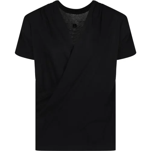 Schwarzes Drapiertes T-Shirt , Damen, Größe: M - Givenchy - Modalova