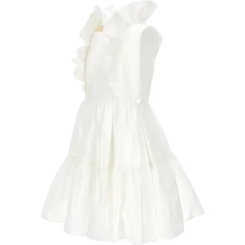Weißes ärmelloses Kleid mit Rüschen-Detail - Monnalisa - Modalova